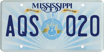 MS license plate AQS020