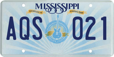 MS license plate AQS021