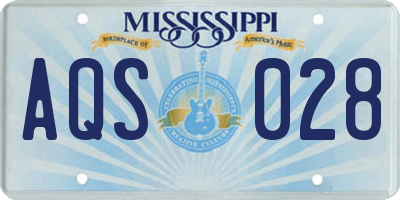 MS license plate AQS028