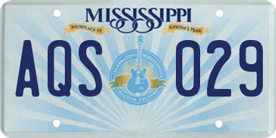 MS license plate AQS029