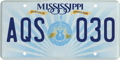 MS license plate AQS030