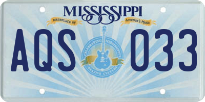 MS license plate AQS033