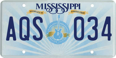 MS license plate AQS034