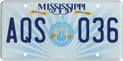 MS license plate AQS036