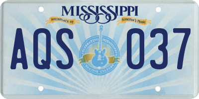 MS license plate AQS037