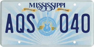 MS license plate AQS040