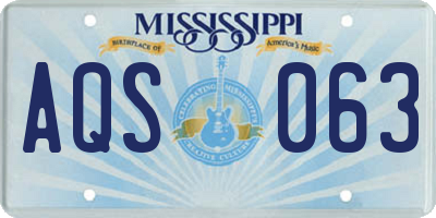 MS license plate AQS063
