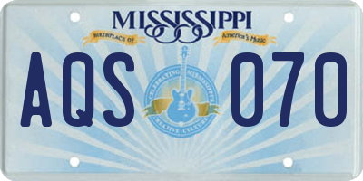 MS license plate AQS070