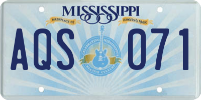 MS license plate AQS071
