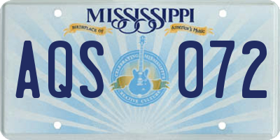 MS license plate AQS072