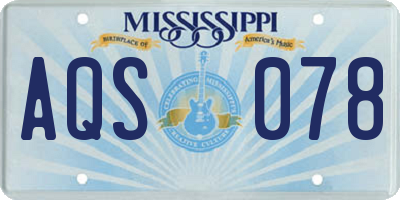 MS license plate AQS078
