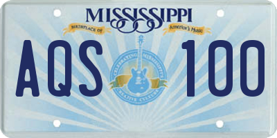 MS license plate AQS100
