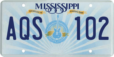 MS license plate AQS102