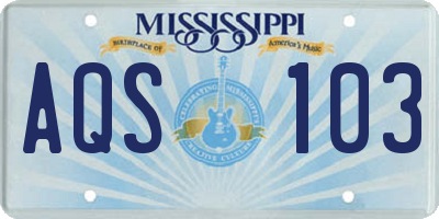 MS license plate AQS103