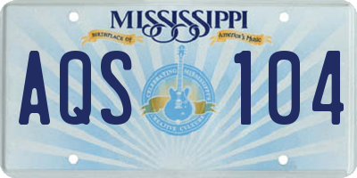 MS license plate AQS104