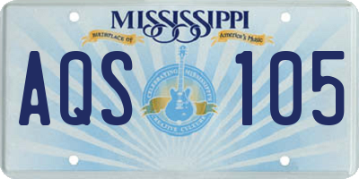 MS license plate AQS105