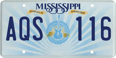 MS license plate AQS116