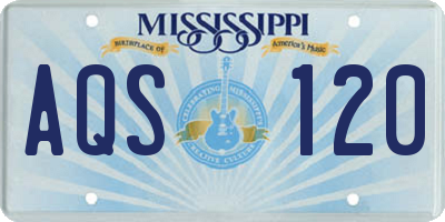 MS license plate AQS120