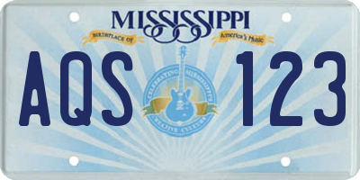 MS license plate AQS123