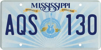 MS license plate AQS130