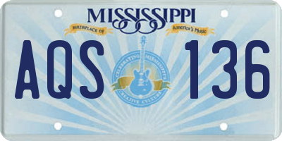 MS license plate AQS136
