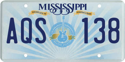 MS license plate AQS138