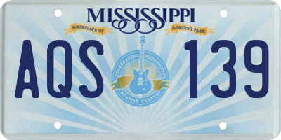 MS license plate AQS139