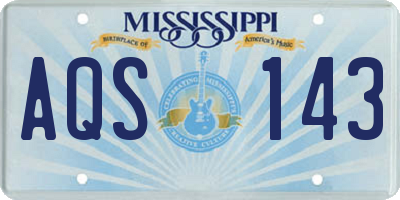 MS license plate AQS143