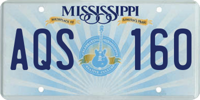 MS license plate AQS160