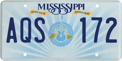 MS license plate AQS172