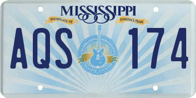MS license plate AQS174