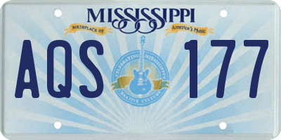 MS license plate AQS177