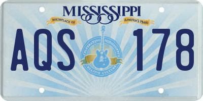 MS license plate AQS178