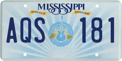 MS license plate AQS181