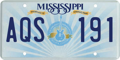 MS license plate AQS191