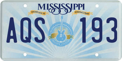 MS license plate AQS193