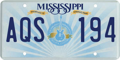 MS license plate AQS194