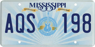 MS license plate AQS198