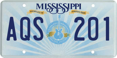 MS license plate AQS201