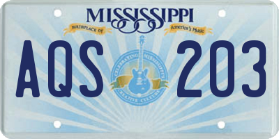 MS license plate AQS203
