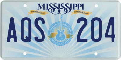 MS license plate AQS204