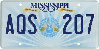 MS license plate AQS207