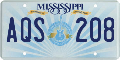 MS license plate AQS208