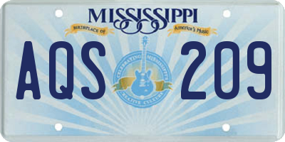 MS license plate AQS209