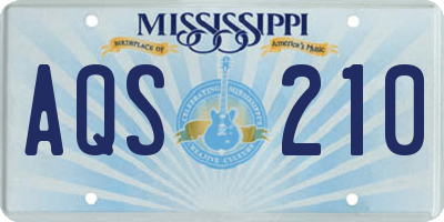 MS license plate AQS210