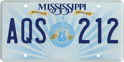 MS license plate AQS212