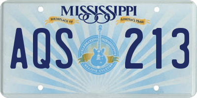 MS license plate AQS213
