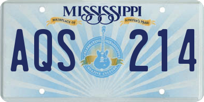 MS license plate AQS214