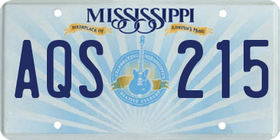 MS license plate AQS215