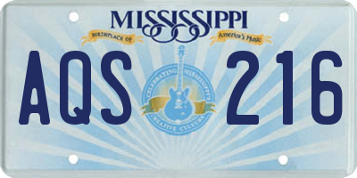 MS license plate AQS216